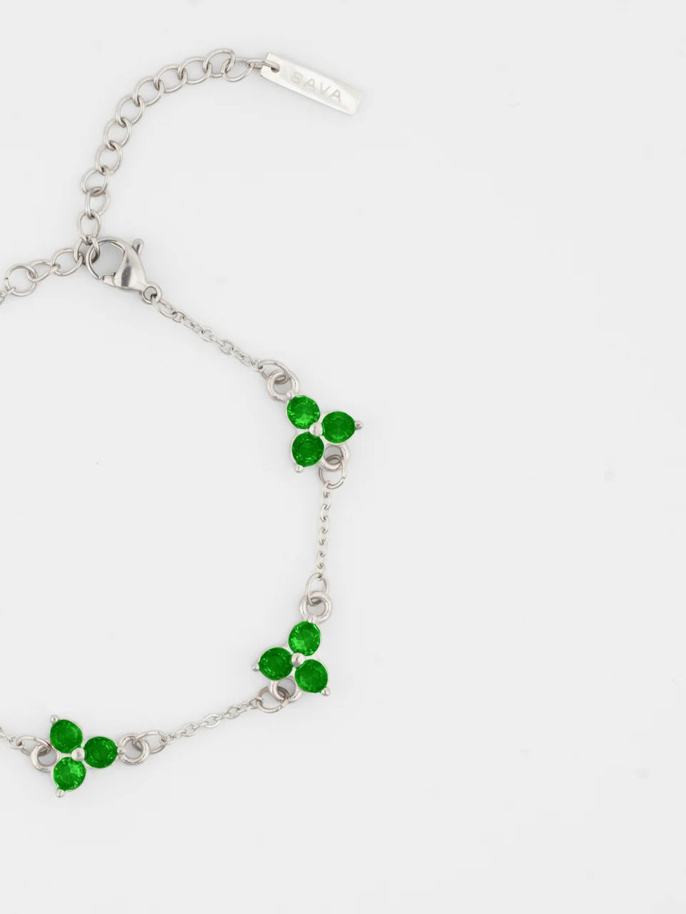 GREEN CLOVER BRACELET (Silver)