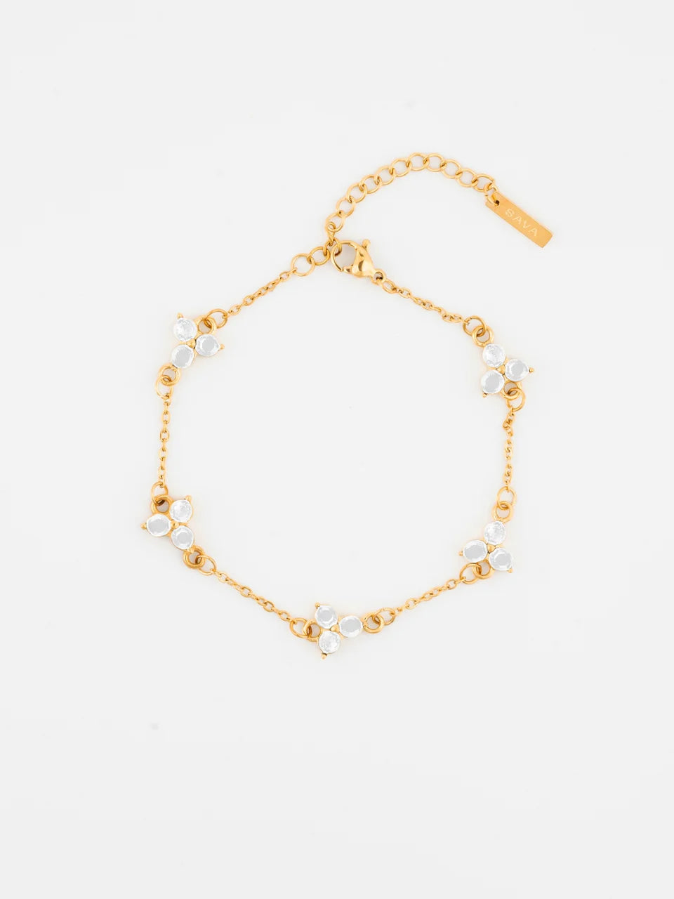 White CLOVER BRACELET (Gold)