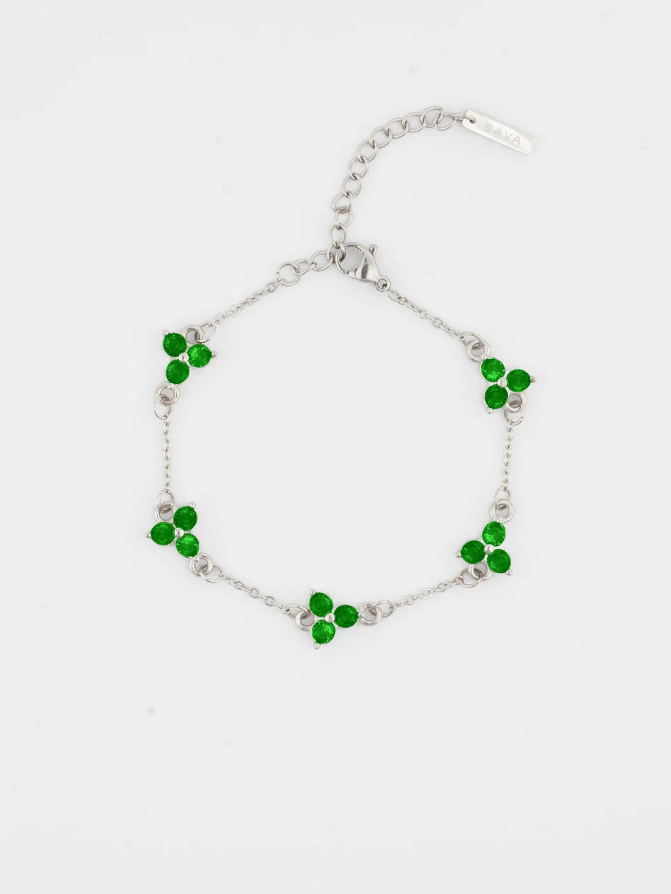 GREEN CLOVER BRACELET (Silver)