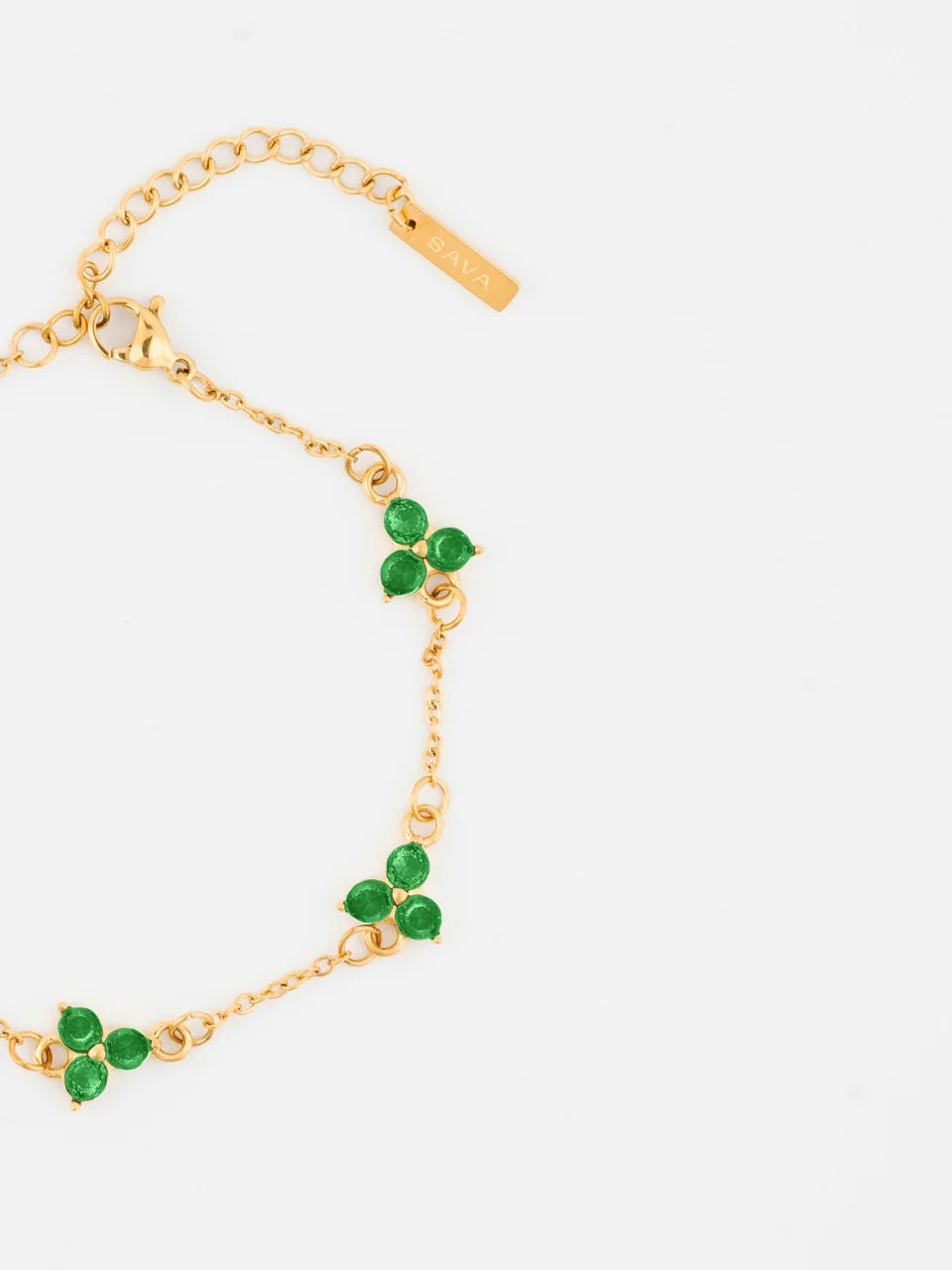 GREEN CLOVER BRACELET (Gold)